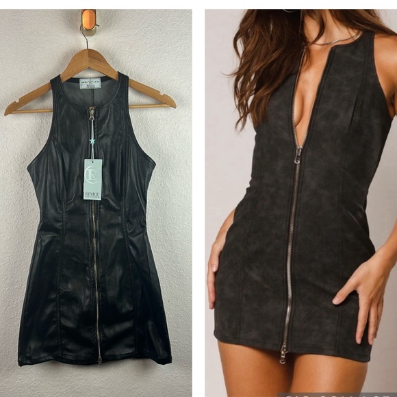 REVICE Dresses & Skirts - NWT Revise Vixen Dress faux leather Black Sabbath Medium